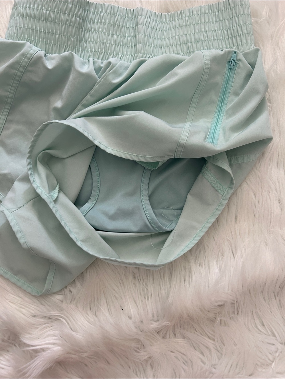 Light Mint Active Shorts with Smocked Waist - Picture 2 of 4